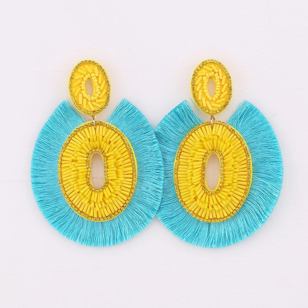 Big Bold Boho Fringe Fashion Statement Earrings