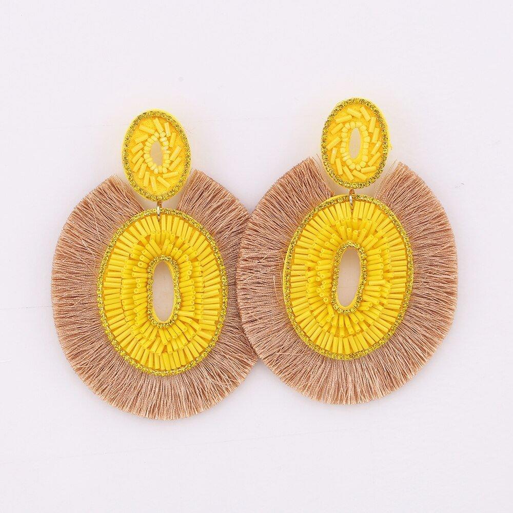 Big Bold Boho Fringe Fashion Statement Earrings