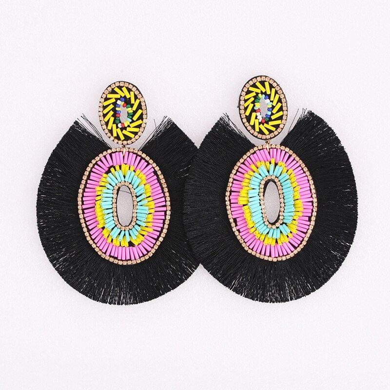 Big Bold Boho Fringe Fashion Statement Earrings