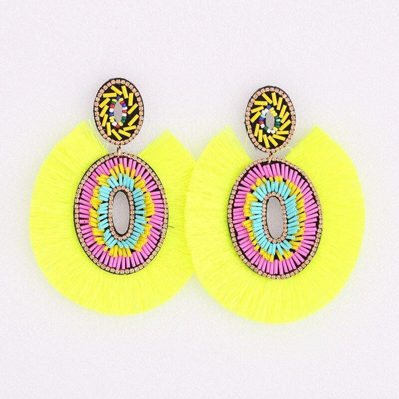 Big Bold Boho Fringe Fashion Statement Earrings