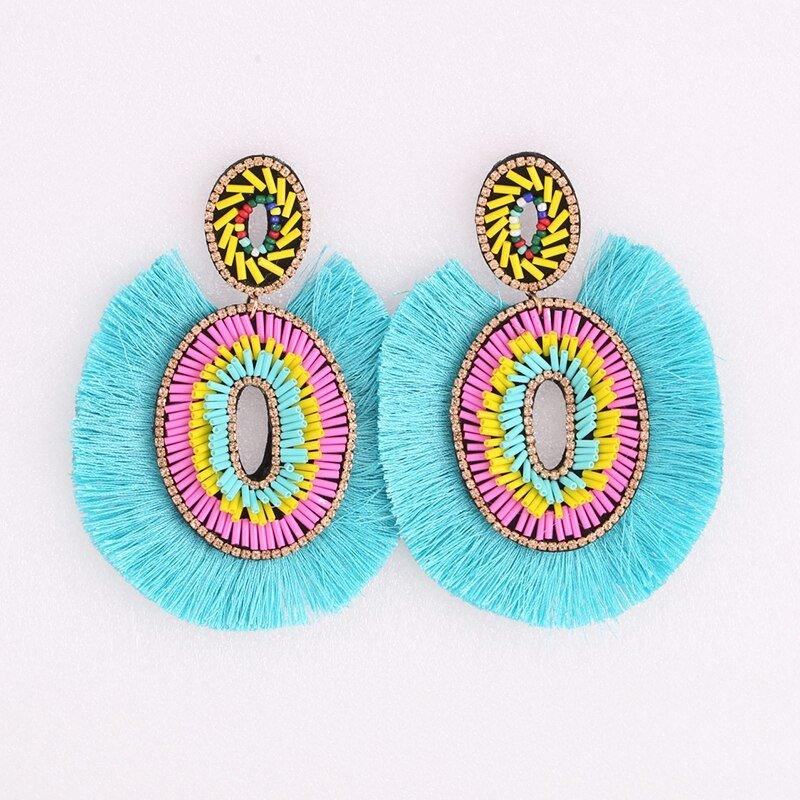 Big Bold Boho Fringe Fashion Statement Earrings