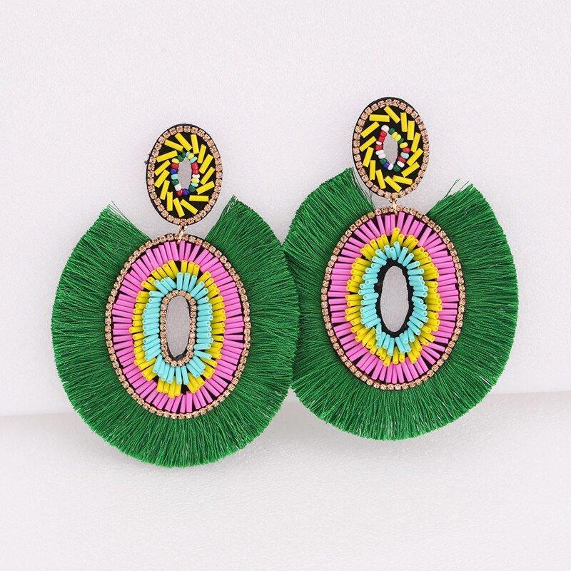 Big Bold Boho Fringe Fashion Statement Earrings