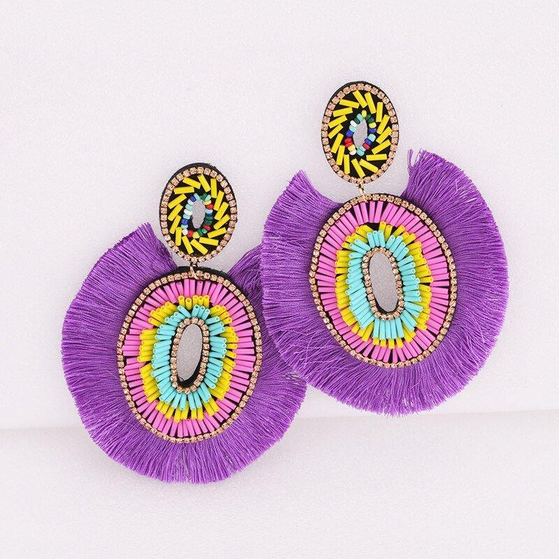 Big Bold Boho Fringe Fashion Statement Earrings