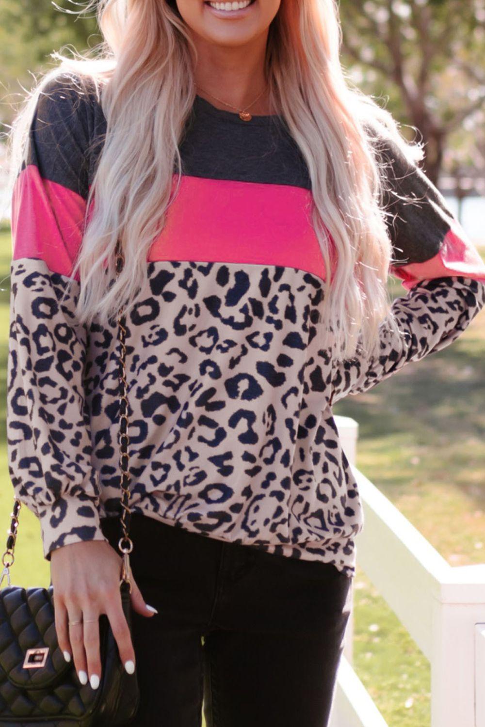 Leopard Pink Long-Sleeve Top