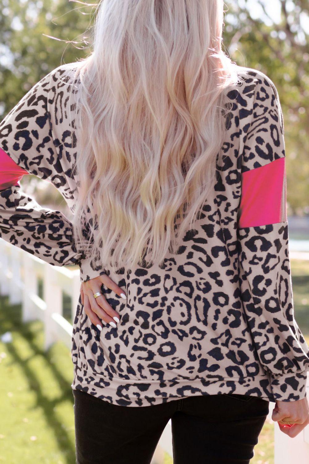 Leopard Pink Long-Sleeve Top