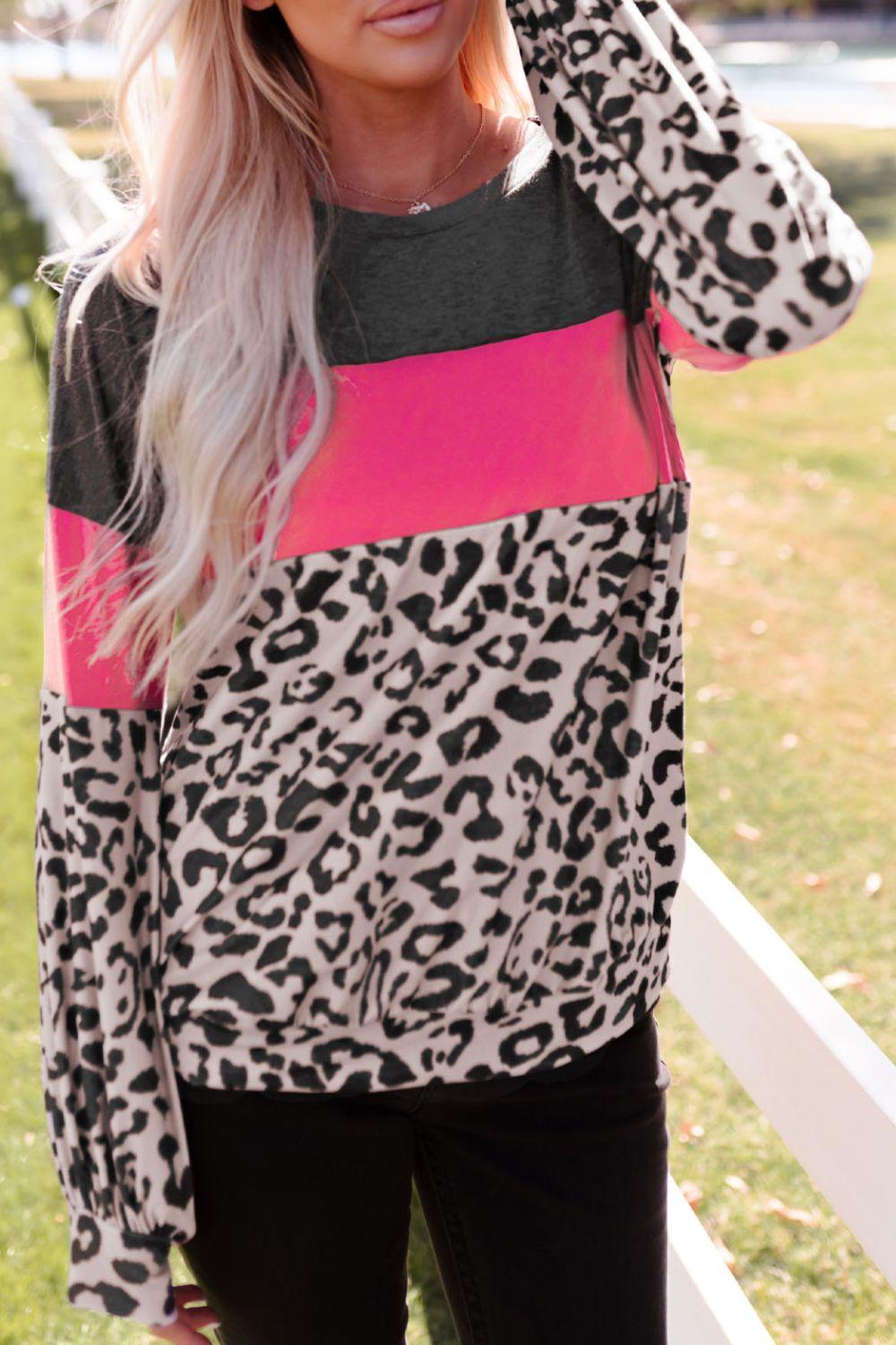 Leopard Pink Long-Sleeve Top