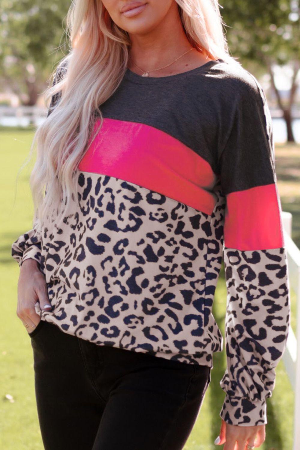 Leopard Pink Long-Sleeve Top