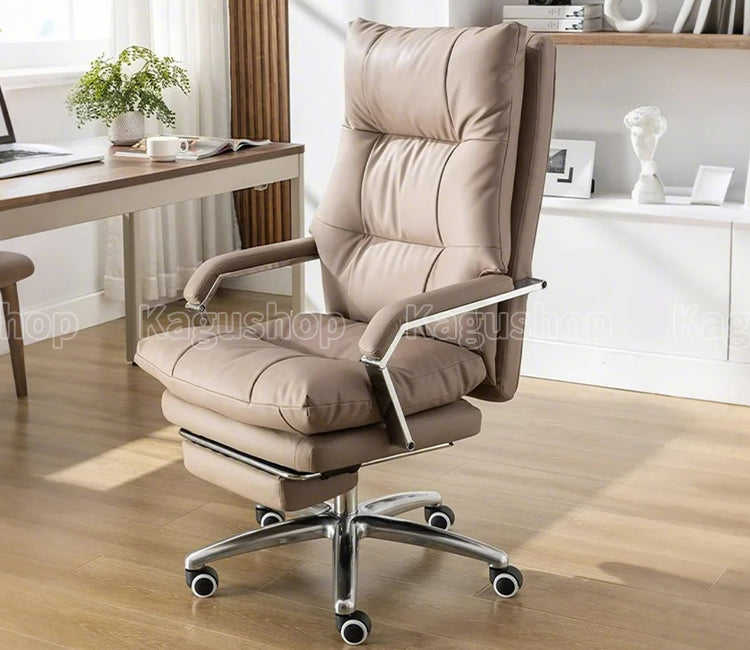 360°回転可能 静音キャスター付き リクライニング機能 本革 ワークチェア オフィスチェア デスクチェア チェア BGY-S044 kagushop