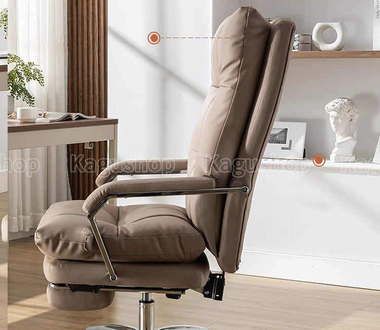 360°回転可能 静音キャスター付き リクライニング機能 本革 ワークチェア オフィスチェア デスクチェア チェア BGY-S044 kagushop