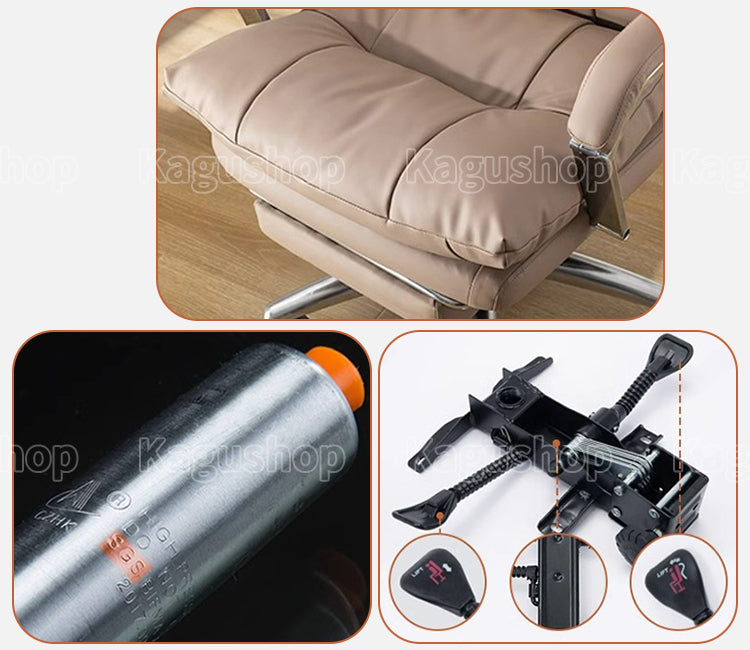 360°回転可能 静音キャスター付き リクライニング機能 本革 ワークチェア オフィスチェア デスクチェア チェア BGY-S044 kagushop