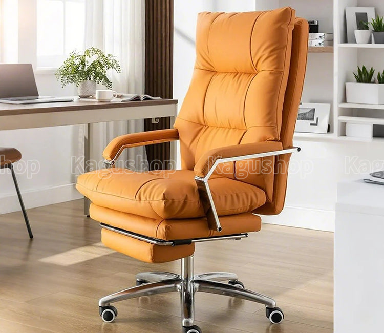 360°回転可能 静音キャスター付き リクライニング機能 本革 ワークチェア オフィスチェア デスクチェア チェア BGY-S044 kagushop