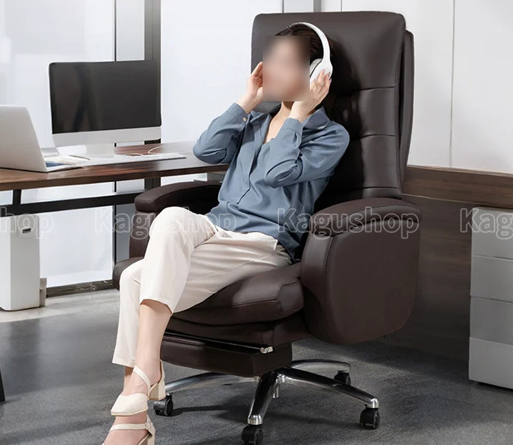 足置き台 人間工学 本革 360°回転 チェア インドアチェア 室内 ゲーミング 作業用 リクライニング 昇降回転式 BGY-S046 kagushop