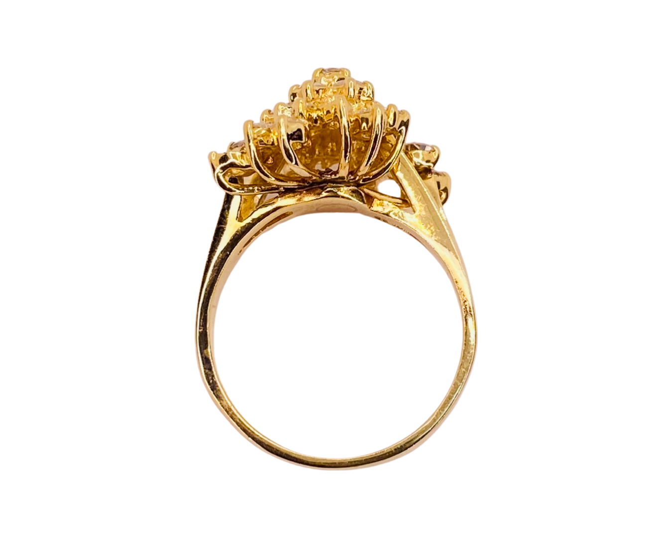 Estate Jewelry 14K Yellow Gold Diamond Cluster Ring