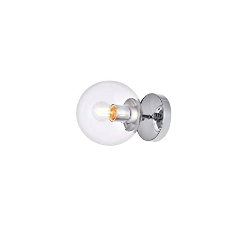Living District Mimi six inch Dual Flush Mount and Bath Sconce in Chrome with Clear Glass