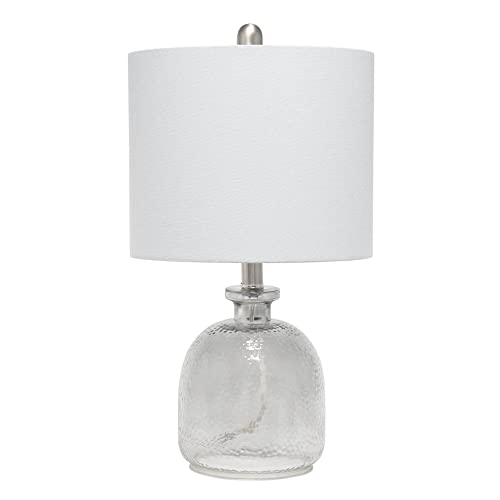 Lalia Home Contemporary Smokey Gray Hammered Glass Jar Table Lamp with Gray Linen Shade