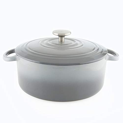 Chantal Cast Iron 5 Quart Round Casserole Pot Fade Grey