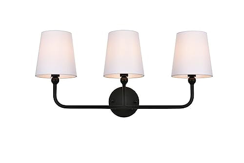 Living District Colson 3 Light Black and Clear Bath Sconce