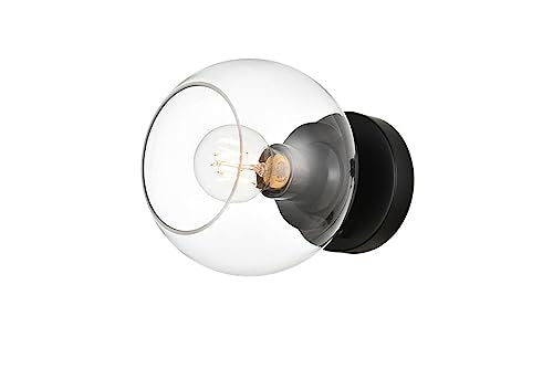 Living District Rogelio 1 Light Black and Clear Bath Sconce