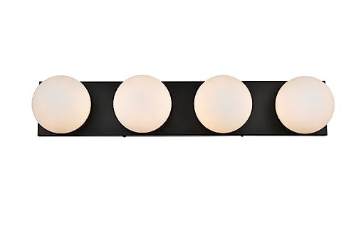 Living District Jaylin 4 Light Black and Frosted White Bath Sconce