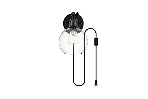 Living District Wesson 1 Light Black and Clear Plug in Wall Sconce