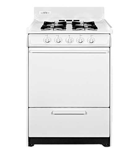 24 wide LP gas range in white with battery-start ignition