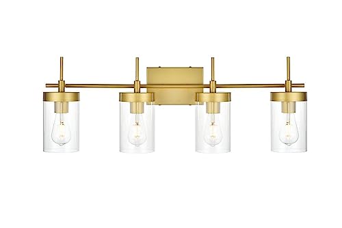 Living District Benny 4 Light Brass and Clear Bath Sconce