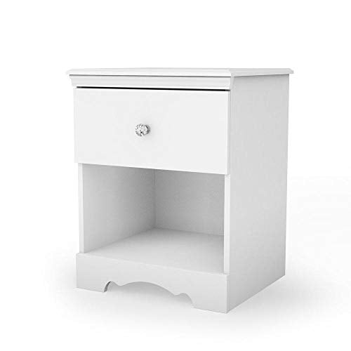 FastFurnishings Eco-Friendly White Nightstand with Drawer and Open Shelf