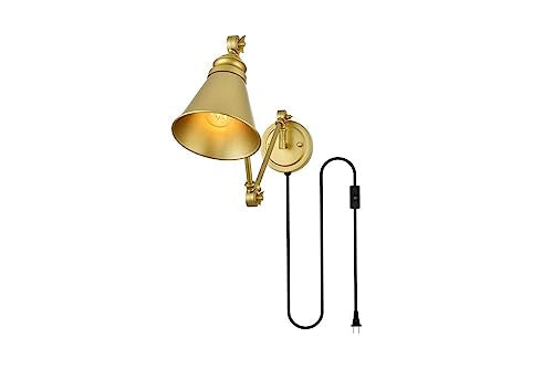 Living District Van 1 Light Brass Swing arm Plug in Wall Sconce