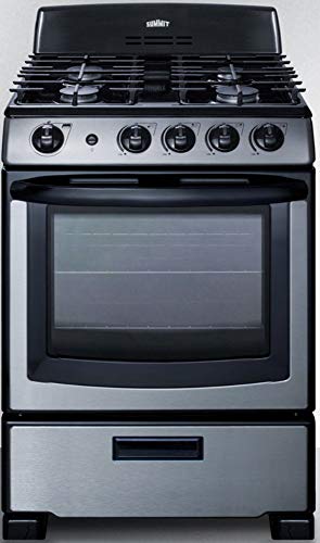 Summit PRO247SS 24"" Freestanding Gas Range with 4 Sealed Burners 2.9 cu. ft. Oven Capacity LP Convertible Continuous Grates in Stainless Steel