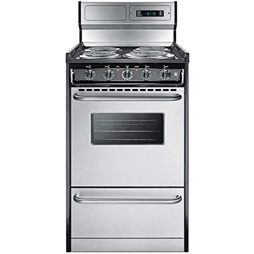 Deluxe 220V electric range in slim 20 width with stainless steel doors