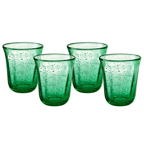 Artland Savannah Bubble DOF Glass, Set Of 4, Green