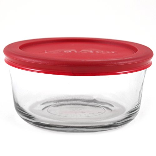 Anchor Hocking Classic Glass Food Storage Containers with Lids Red 2 Cup