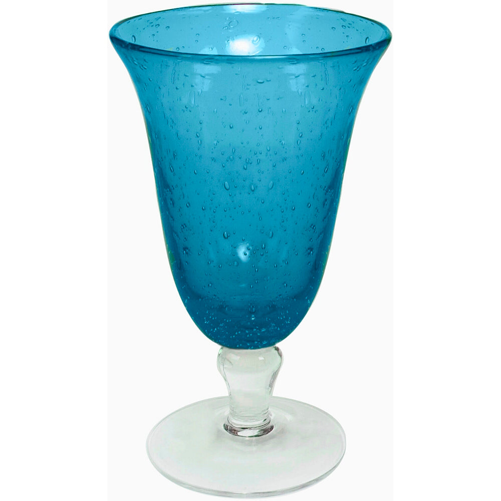 Artland Iris Seeded Turquoise Footed Iced Tea Glass