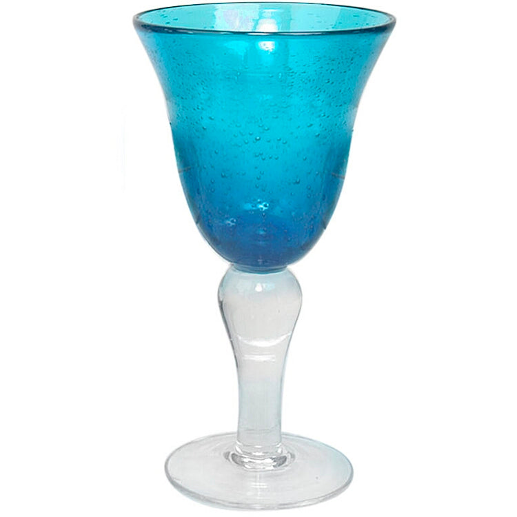Artland Iris Turquoise Seeded Glass Goblet