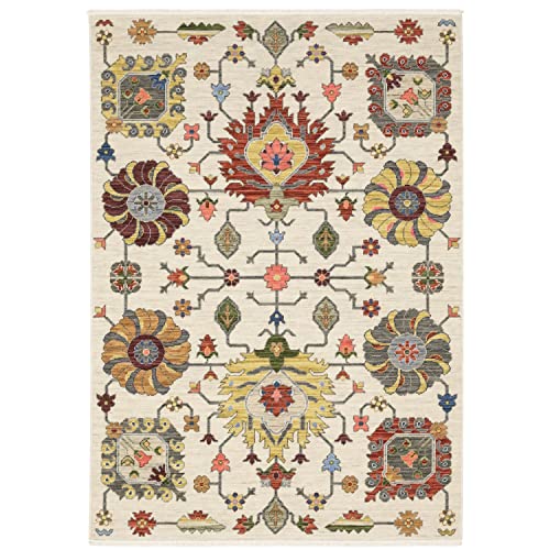 Lucca Rug 8111W in Ivory Rectangle 9 10