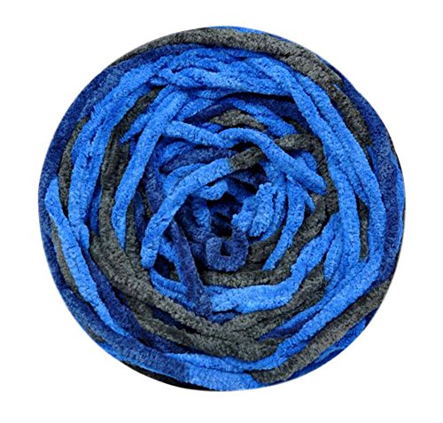 Set of 3 Knitted Cotton Yarns Hand-woven Scarf Mixed Color Soft Yarns, Blue