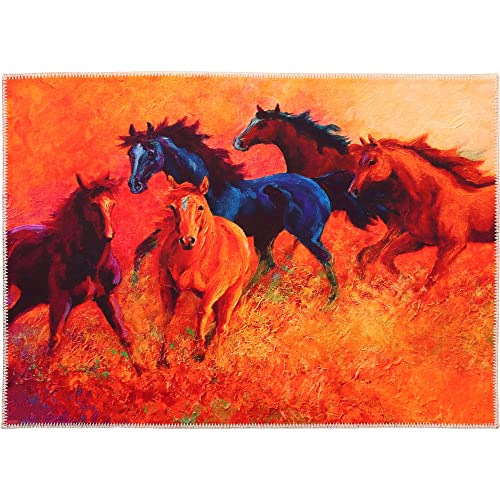 Olivias Home Free Ranging Mustangs Accent Washable Rug 22