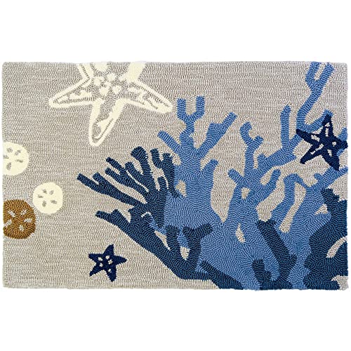 Tranquil Coral & Starfish Homefires Sea Themed Coastal Accent Rug 22