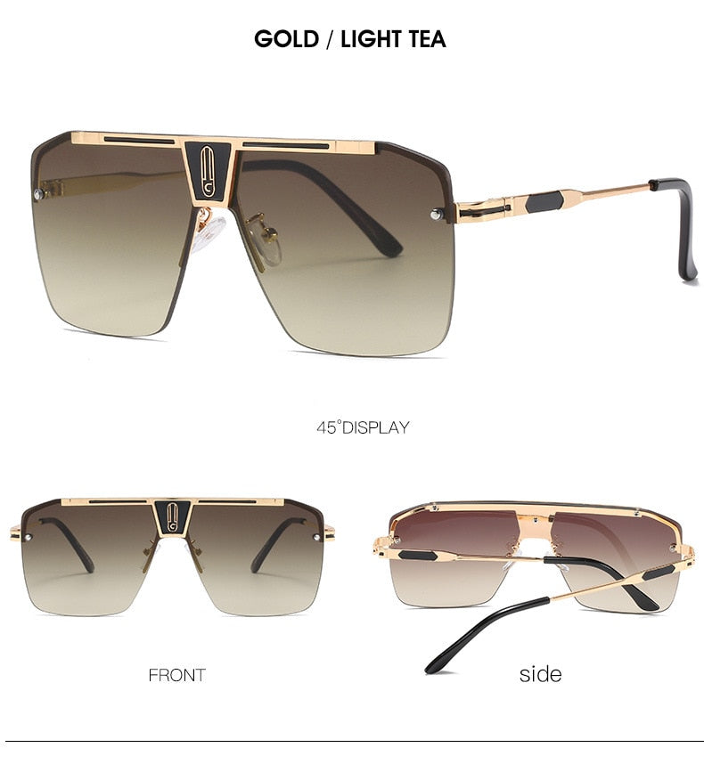 Gradient Square Sunglasses Men Women Trendy Vintage Brand Design Oversized Rimless Sun Glasses