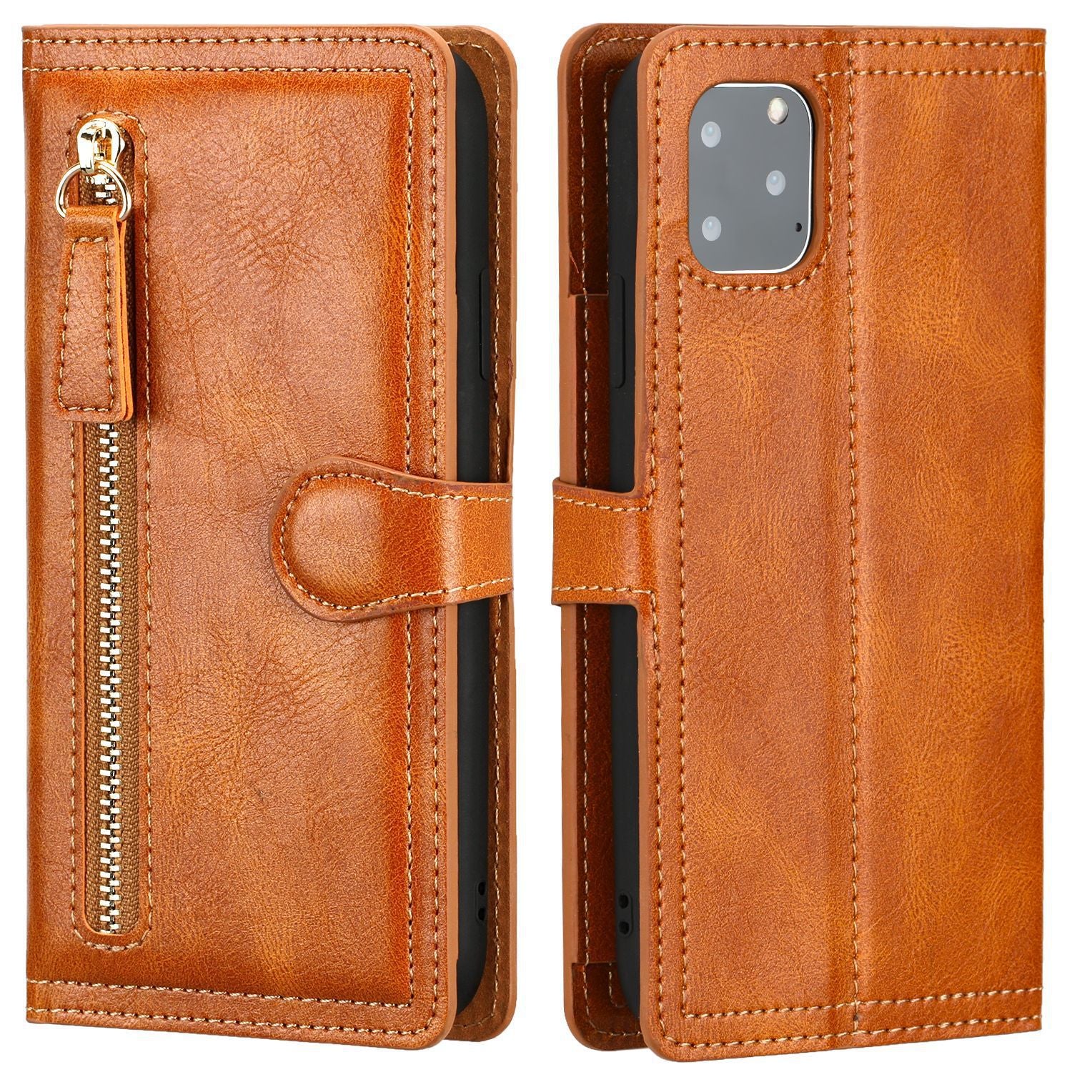 Zipper Buckle Leather Case Phone Case Sticker Wallet