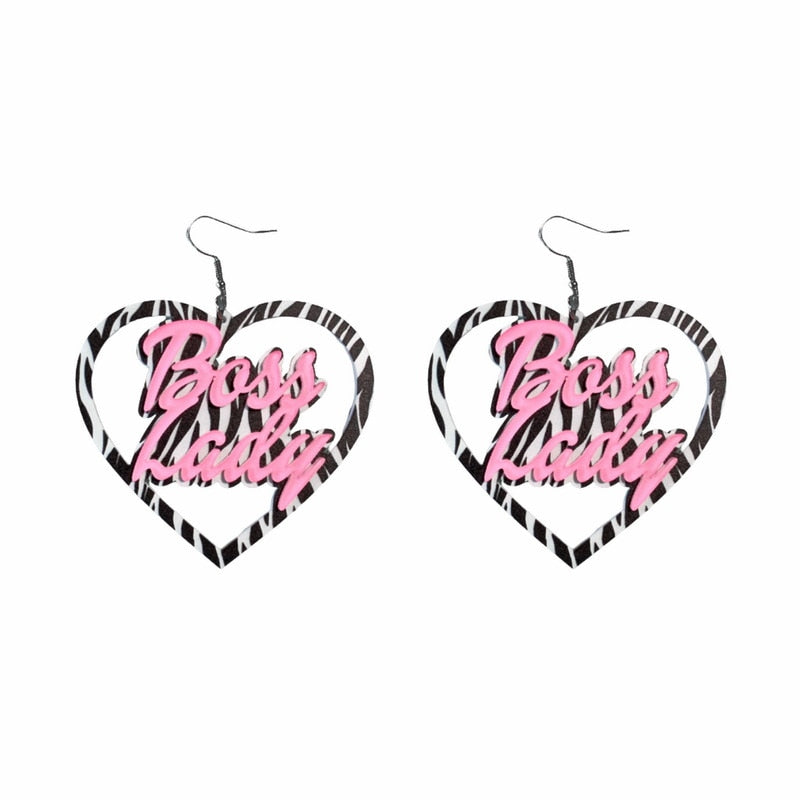 Heart Shape Pendant Acrylic Dangle Earrings