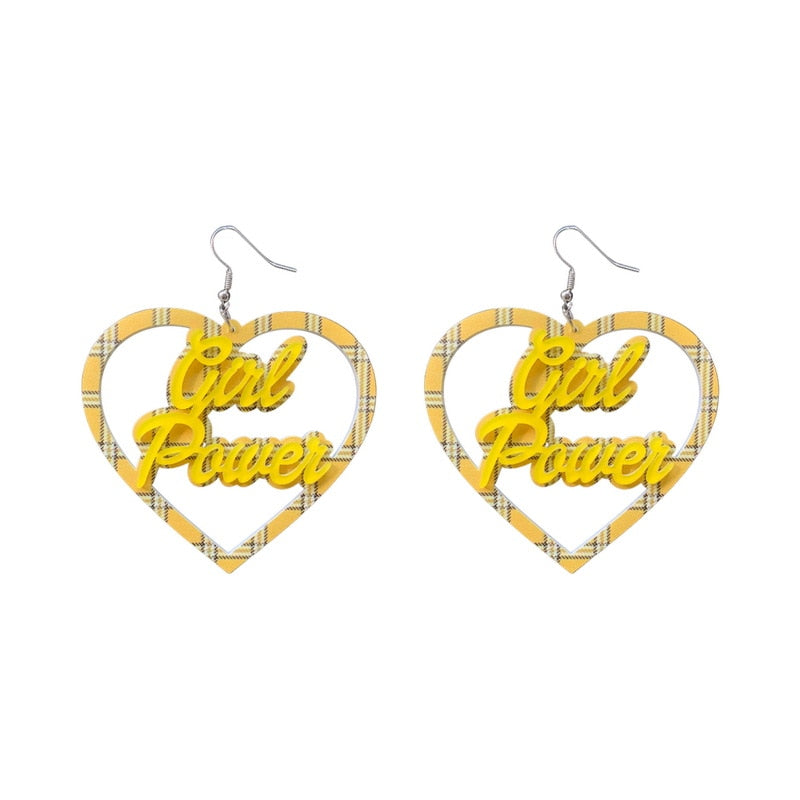 Heart Shape Pendant Acrylic Dangle Earrings