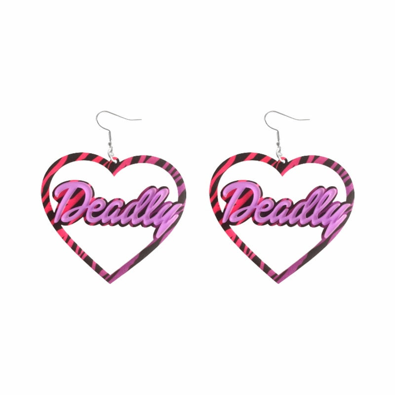 Heart Shape Pendant Acrylic Dangle Earrings