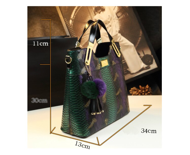 Luxury Cowhide Leather Women Handbags fashion female Chain Serpentine portable Tote bag ladies tassel shoulder messenger bags