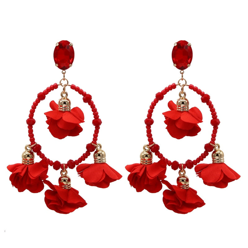 Bohemia Big Pendant Earrings Beautiful For Women Flower Tassel Earrings Wedding Earrings Statement Female Jewelry 2023 Bijoux