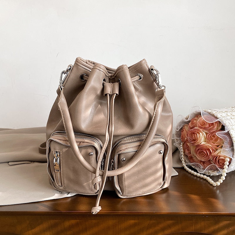 Bucket Design PU Leather Crossbody Bag