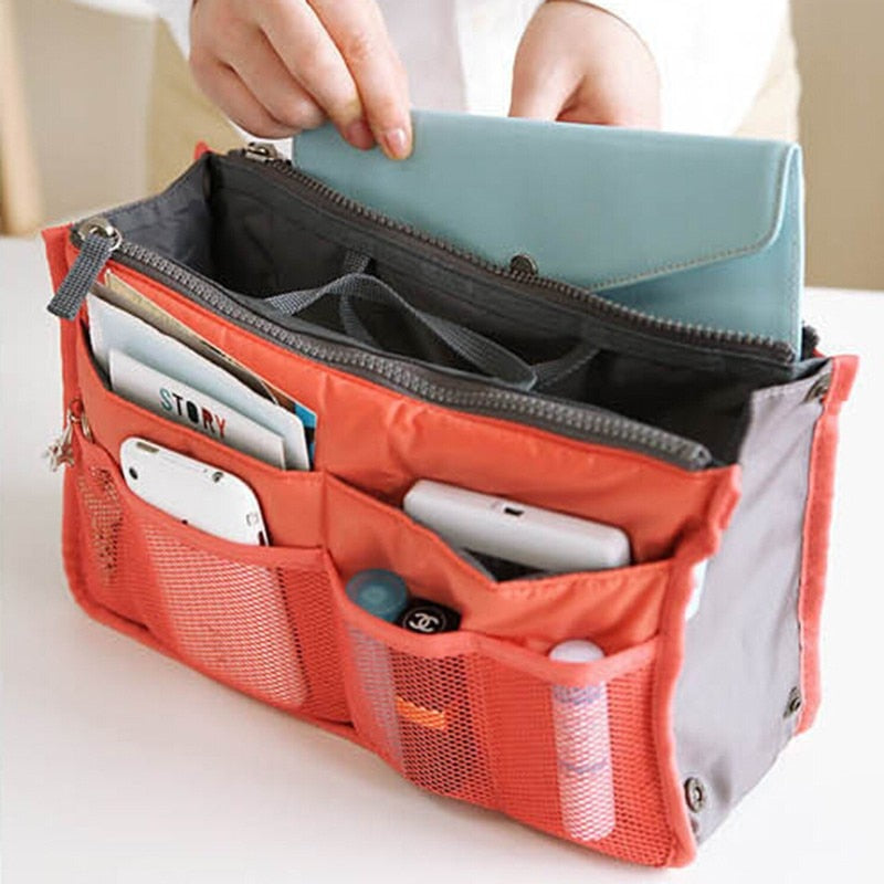 Organizer Insert Bag Women Nylon Travel Insert Organizer Handbag Purse Large liner Lady Makeup Cosmetic Bag Cheap Female Tote