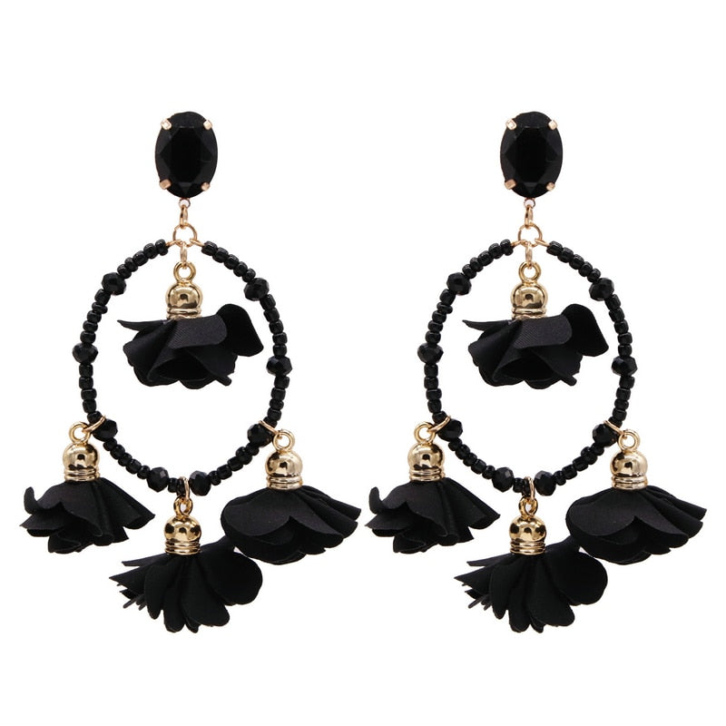 Bohemia Big Pendant Earrings Beautiful For Women Flower Tassel Earrings Wedding Earrings Statement Female Jewelry 2023 Bijoux