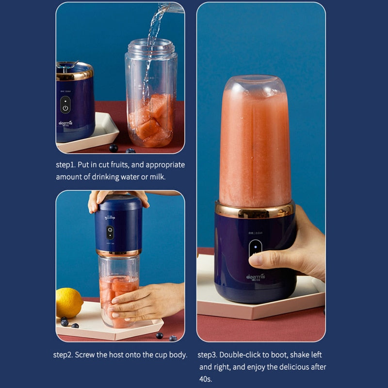 Portable Juicer Blender 300ml Electric Fruit Juicer USB Charging Lemon Orange Fruit Juicing Cup Smoothie Blender Machine