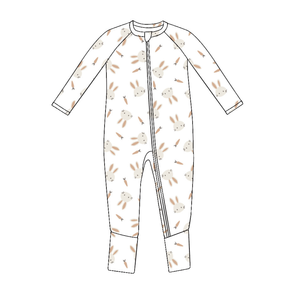 Bamboo Convertible Baby Footie Romper Pajama - Bunny: NB